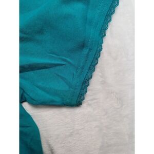 NWT Parisian Works V-Neck‎ Top Womens XL Teal Green New Crochet Lace Trim Cotton